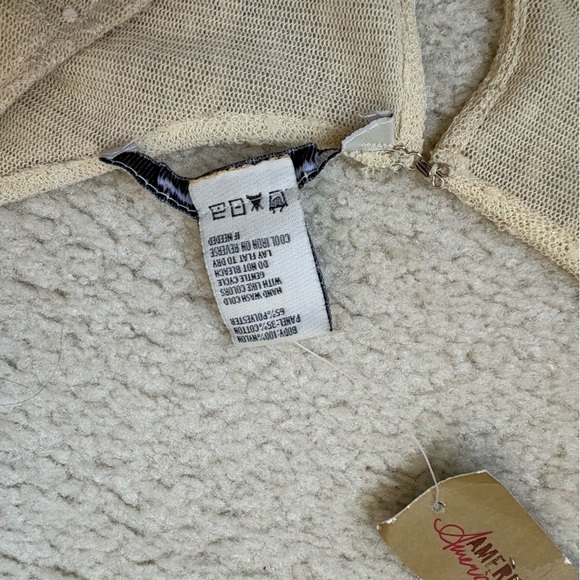 American Rag Y2K vintage beige mesh lace gauzy long sleeve top, sz L (juniors) - Picture 4 of 5